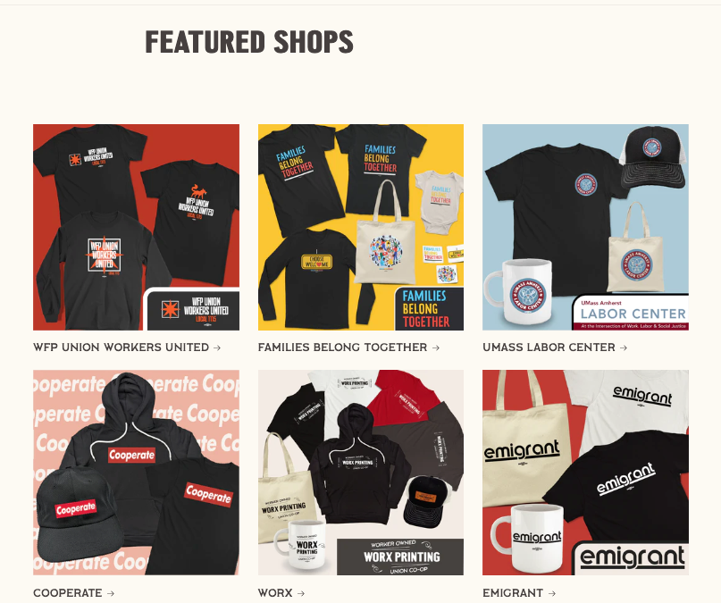 small on-demand swag shops for nonprofits and unios